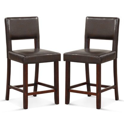 2 Piece Bar Chair Set with Hollowed Back and Rubber Wood Legs, Brown Bar Stools Brown at Gallery Canada