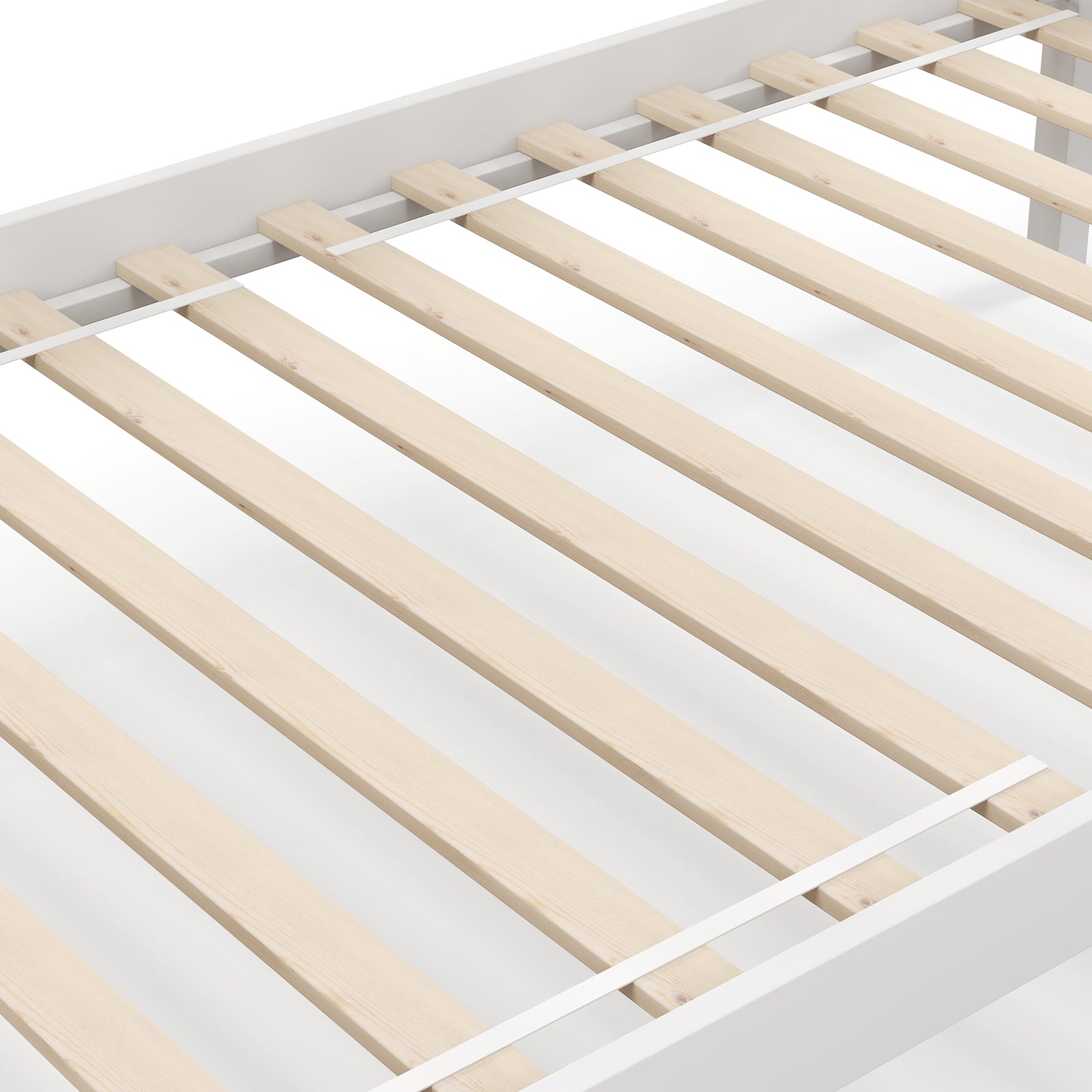 Solid Wood Twin Over Twin Bunk Bed Frame with High Guardrails and Integrated Ladder, White Bunk Bed Frame at Gallery Canada