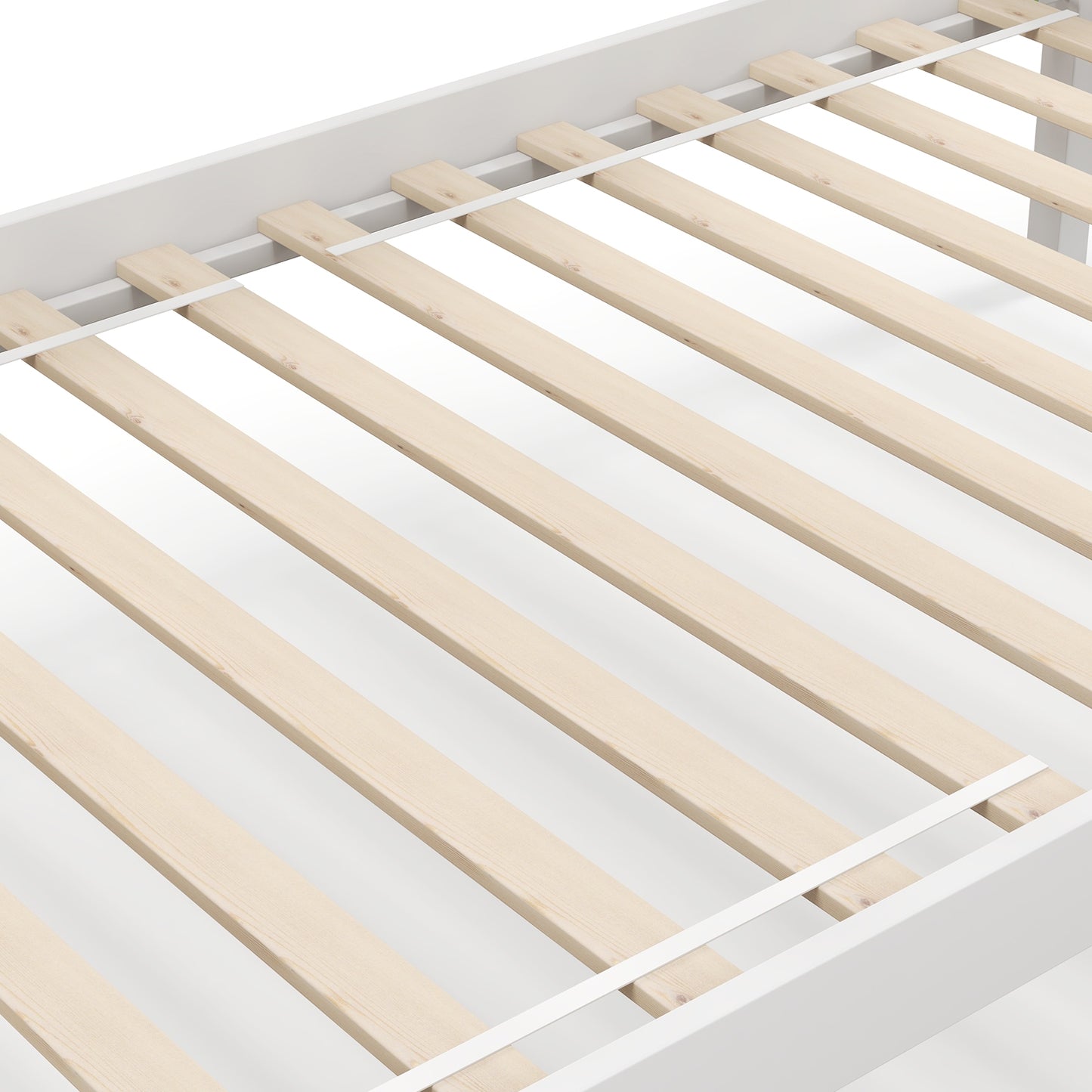 Solid Wood Twin Over Twin Bunk Bed Frame with High Guardrails and Integrated Ladder, White Bunk Bed Frame at Gallery Canada