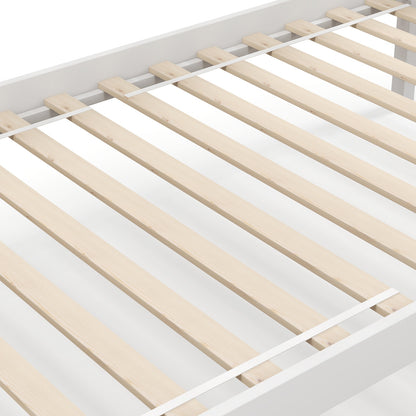 Solid Wood Twin Over Twin Bunk Bed Frame with High Guardrails and Integrated Ladder, White Bunk Bed Frame at Gallery Canada