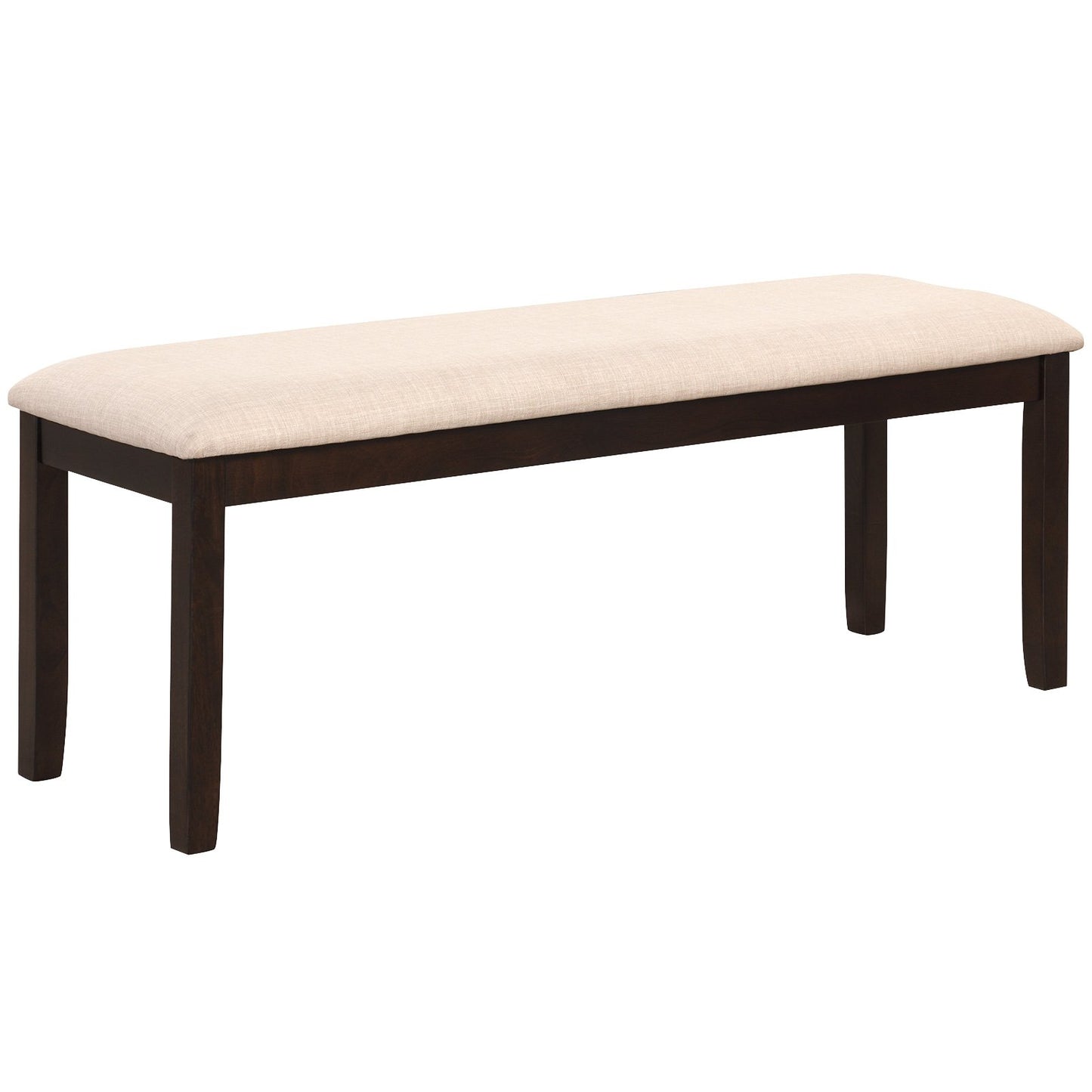 Upholstered Ottoman Bench with Padded Cushion, Beige