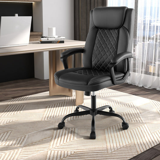 High Back Ergonomic Executive Chair with Thick Headrest Cushion, Black - Gallery Canada
