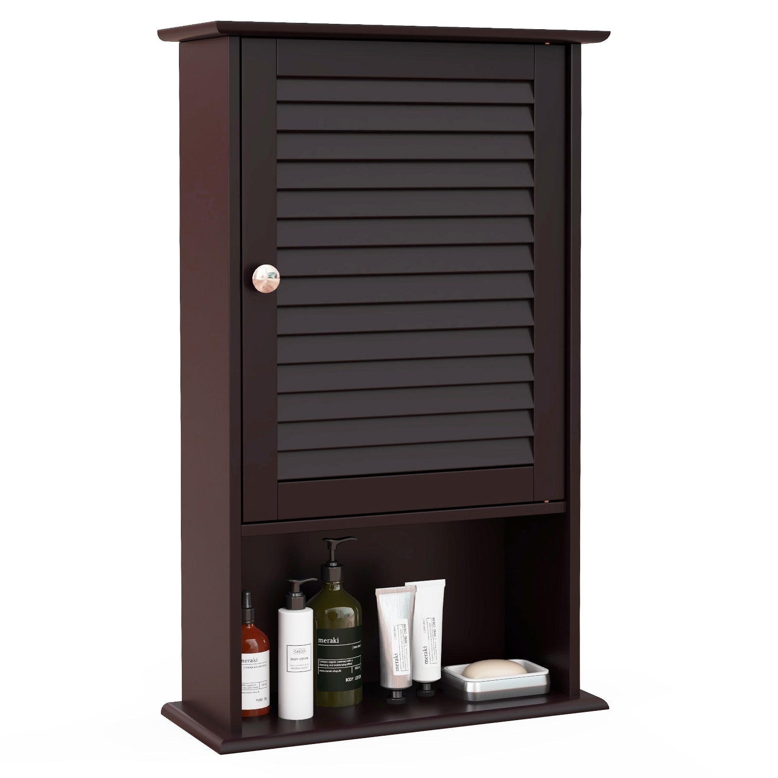 Wall Mount Storage Cabinet, Single Door, Height Adjustable Shelf, Rustic Brown Wall Cabinets at Gallery Canada
