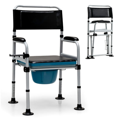 4-In-1 Folding Commode Chair, Detachable Bucket, Towel Holder, Silver Bath Safety Silver at Gallery Canada