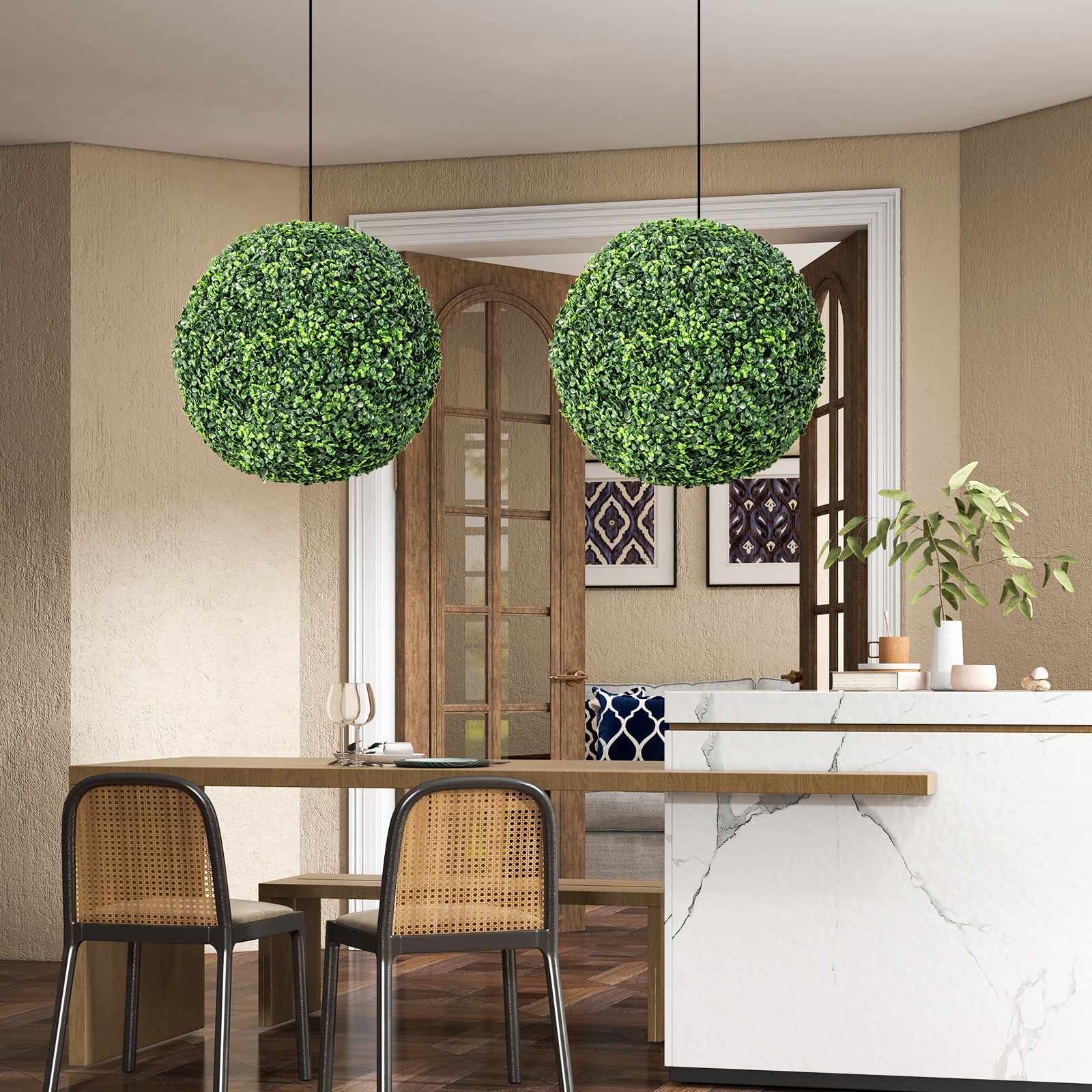 19 Inch Artificial Topiary Balls, Faux Boxwood Plants, Green Faux Plants at Gallery Canada
