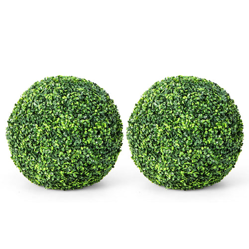 19 Inch Artificial Topiary Balls, Faux Boxwood Plants, Green