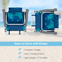 Thumbnail for 2 Packs 5-Position Outdoor Folding Backpack Beach Table Chair Reclining Chair Set - Gallery View 8 of 12