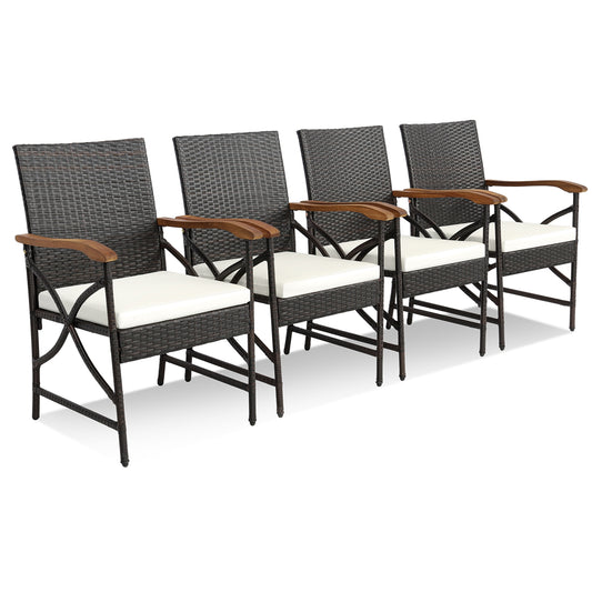Patio Wicker Chairs, Set of 4, Soft Zippered Cushion, Off White Patio Dining Chairs Off White at Gallery Canada