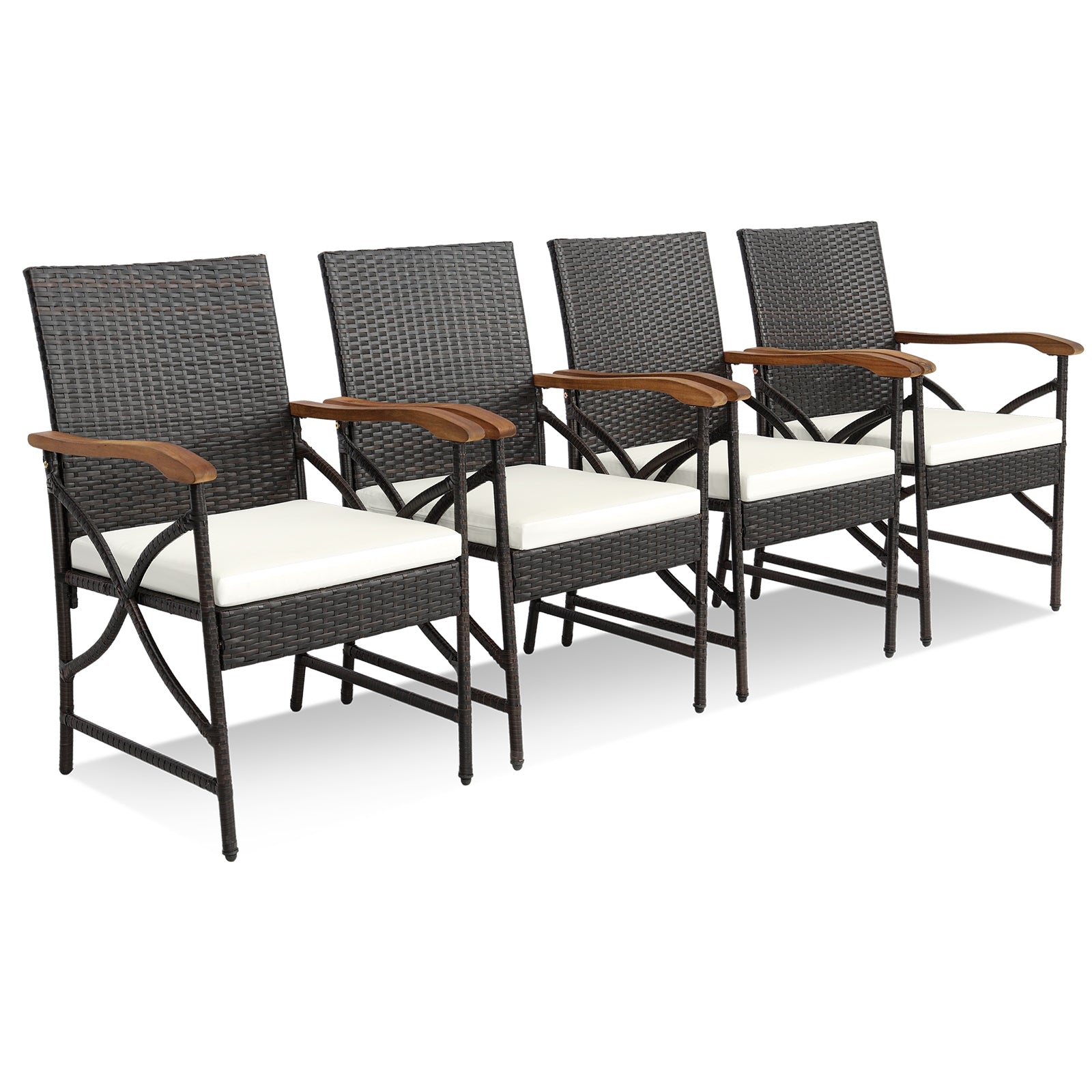 Patio Wicker Chairs, Set of 4, Soft Zippered Cushion, Off White Patio Dining Chairs at Gallery Canada