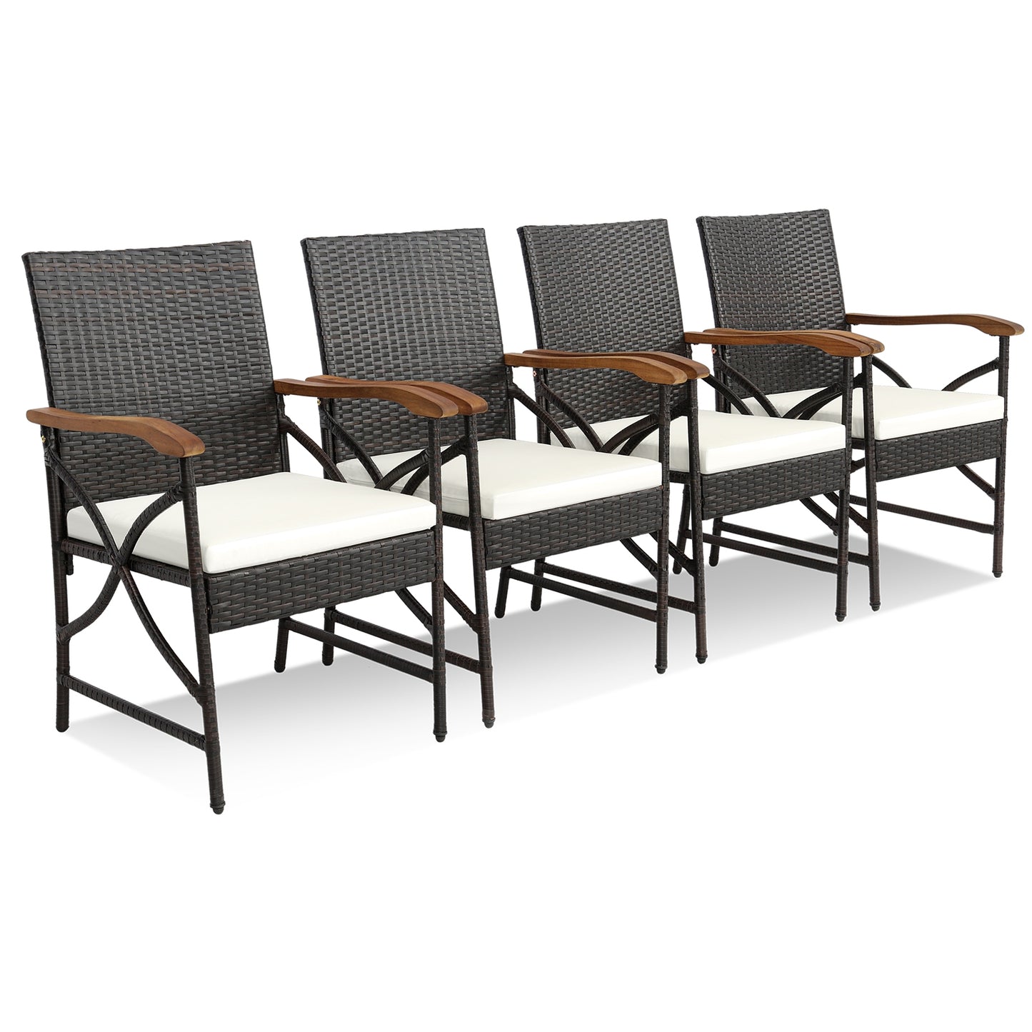 Patio Wicker Chairs, Set of 4, Soft Zippered Cushion, Off White Patio Dining Chairs at Gallery Canada