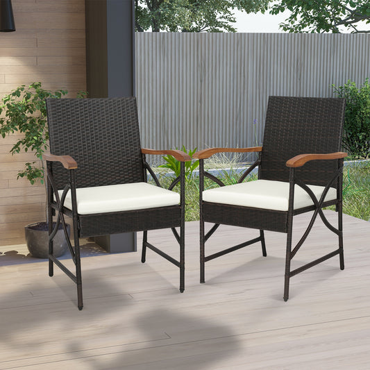 Patio Wicker Dining Chairs, Set of 2, Soft Zippered Cushion, Off White Patio Dining Chairs Off White at Gallery Canada