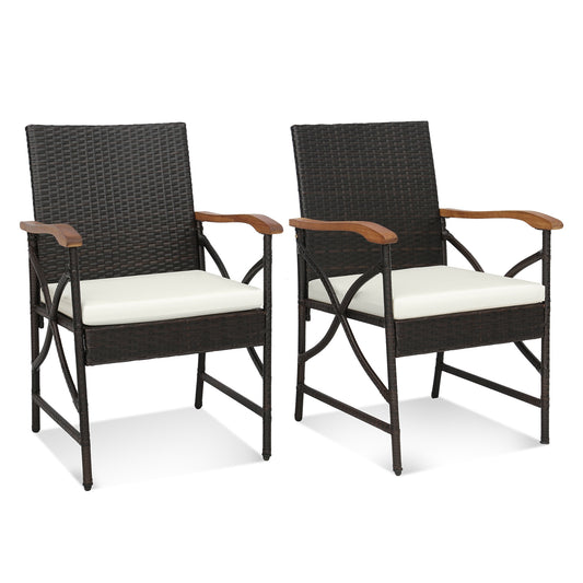 Patio Wicker Dining Chairs, Set of 2, Soft Zippered Cushion, Off White Patio Dining Chairs Off White at Gallery Canada
