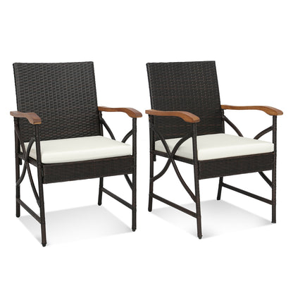 Patio Wicker Dining Chairs, Set of 2, Soft Zippered Cushion, Off White Patio Dining Chairs Off White at Gallery Canada