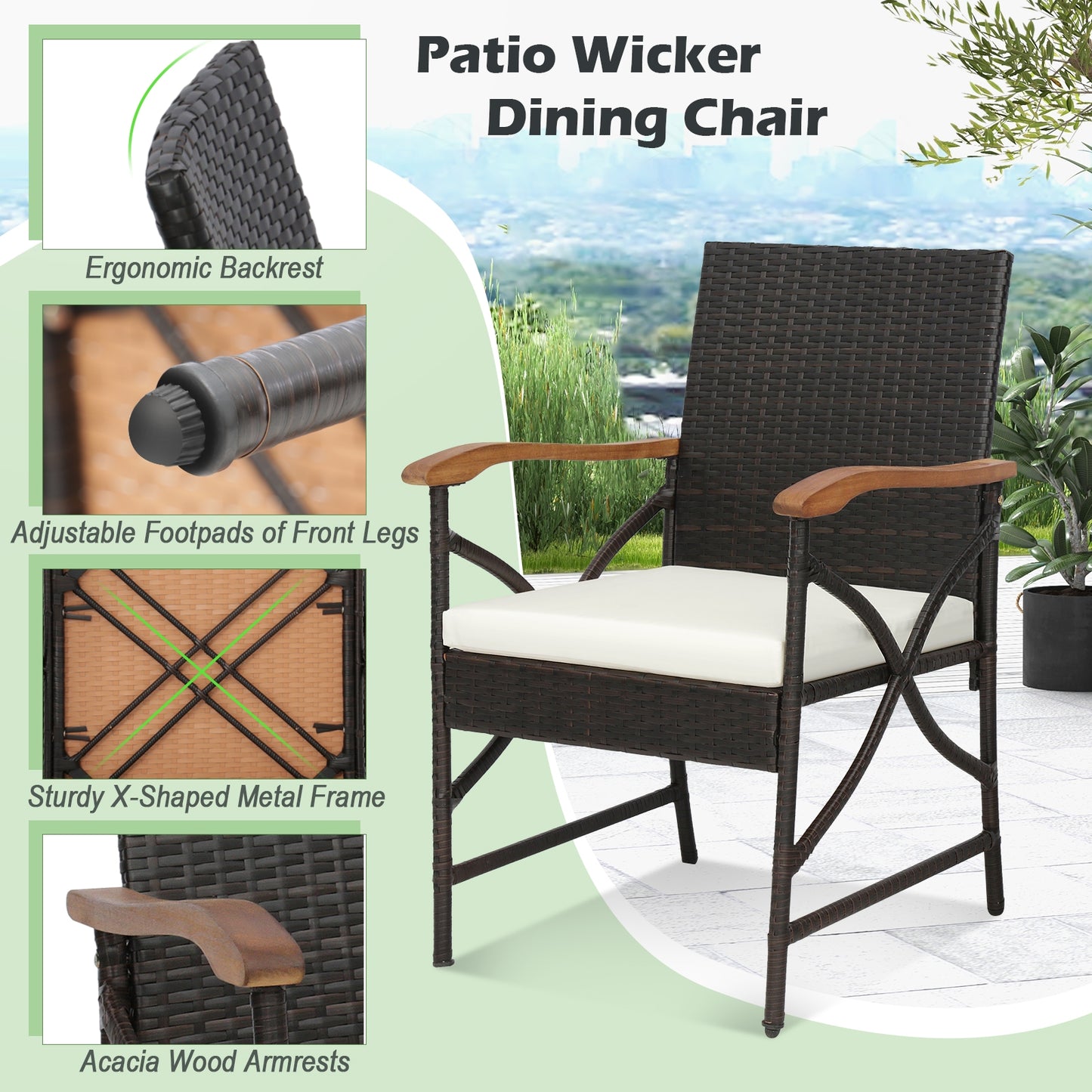 Patio Wicker Dining Chairs, Set of 2, Soft Zippered Cushion, Off White Patio Dining Chairs at Gallery Canada
