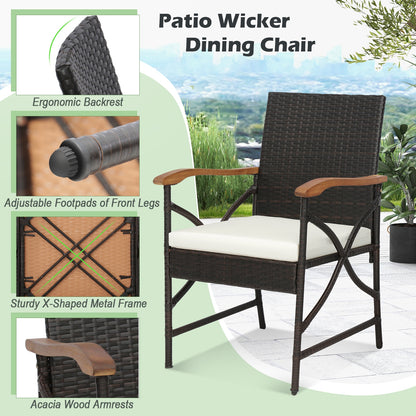 Patio Wicker Dining Chairs, Set of 2, Soft Zippered Cushion, Off White Patio Dining Chairs at Gallery Canada