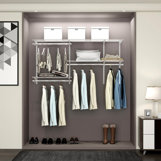 Custom Closet Organizer Kit 3 to 5 Feet Wall-Mounted Closet System with Hang Rod, White - Gallery Canada