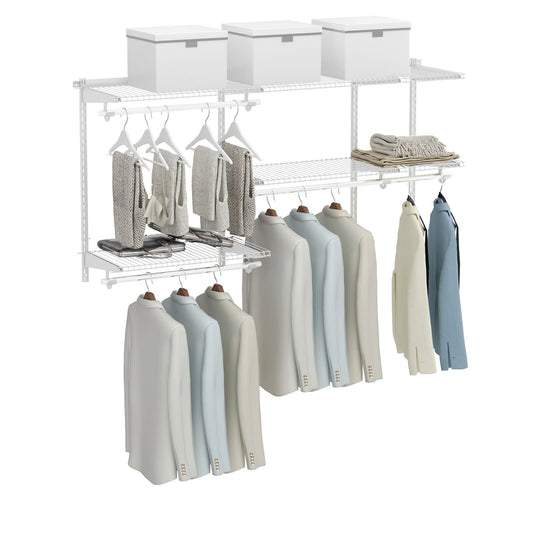 Custom Closet Organizer Kit 3 to 5 Feet Wall-Mounted Closet System with Hang Rod, White - Gallery Canada