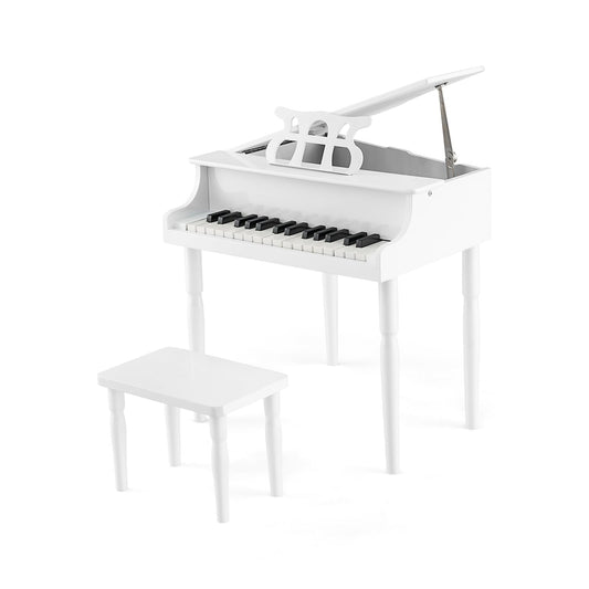 30-Key Wood Toy Kids Grand Piano, With Bench And Music Rack, White Pianos & Keyboards White at Gallery Canada