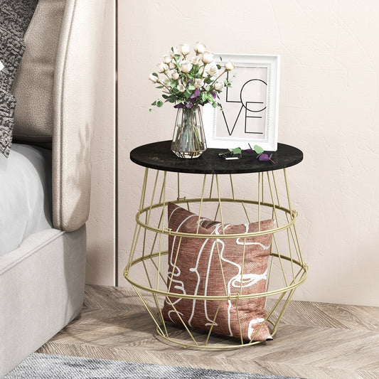 Round Metal Frame End Table with Removable Top, Golden - Gallery Canada