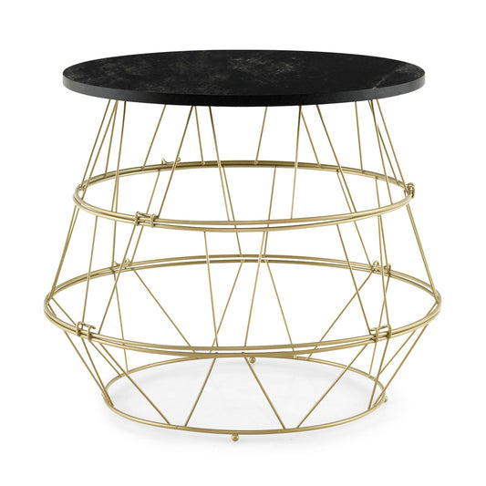 Round Metal Frame End Table with Removable Top, Golden - Gallery Canada