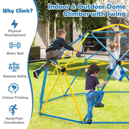 10 Feet Dome Climber with Swing and 800 Lbs Load Capacity, Multicolor Climbers & Slides at Gallery Canada