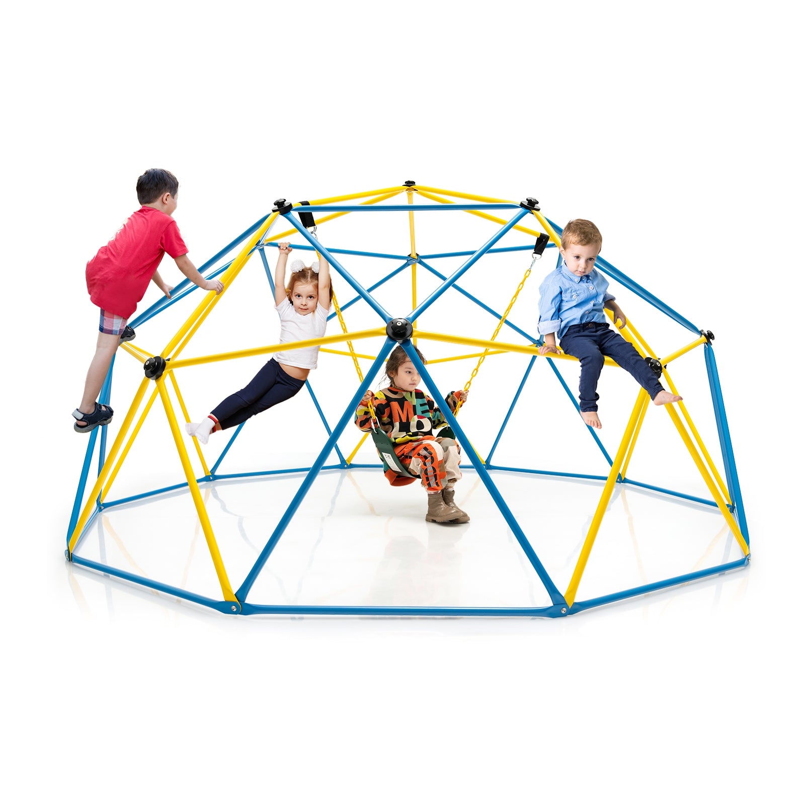 10 Feet Dome Climber with Swing and 800 Lbs Load Capacity, Multicolor Climbers & Slides at Gallery Canada