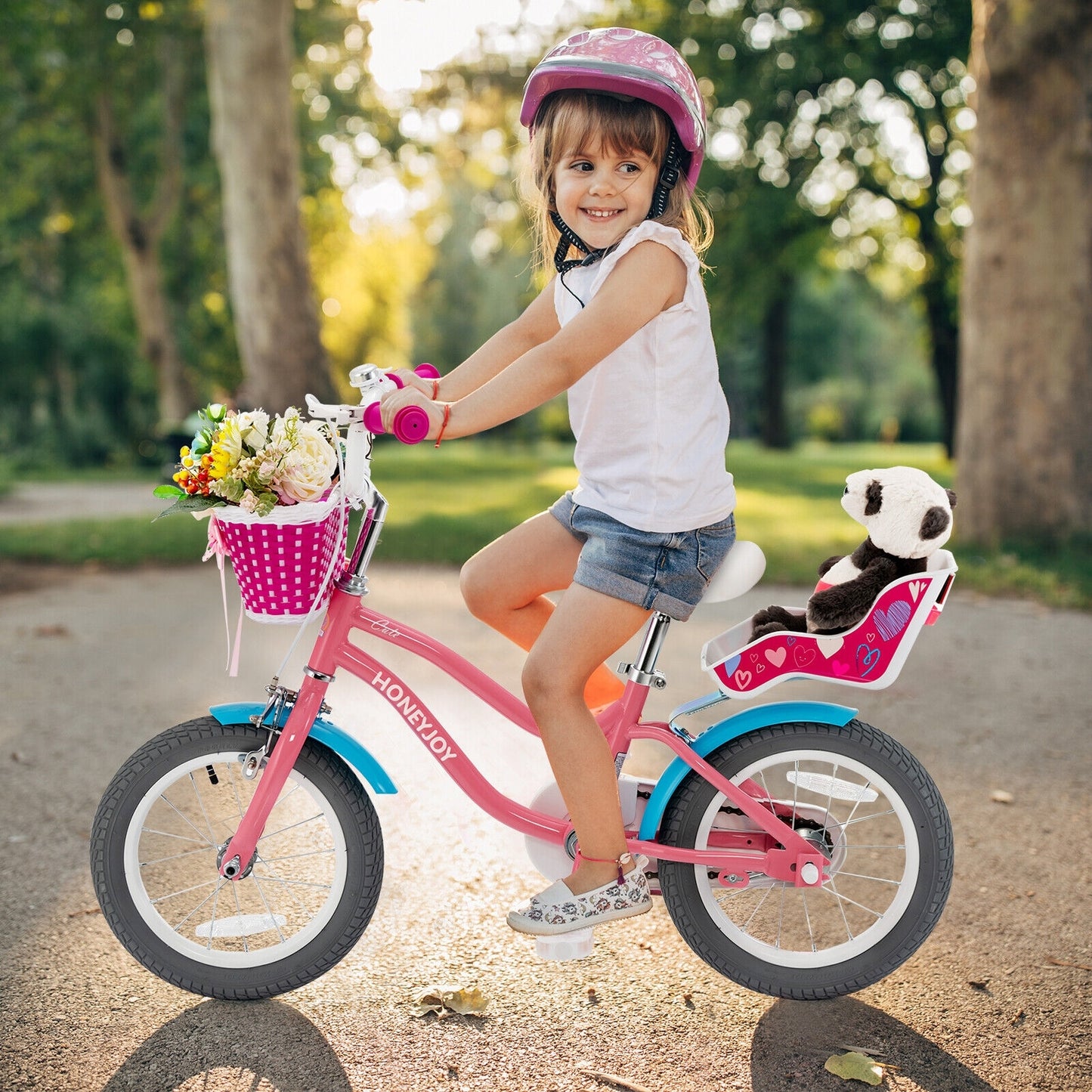Kids Bicycle with Training Wheels and Basket for Boys and Girls Age 3-9 Years-14 inches, Pink Kids Bike at Gallery Canada