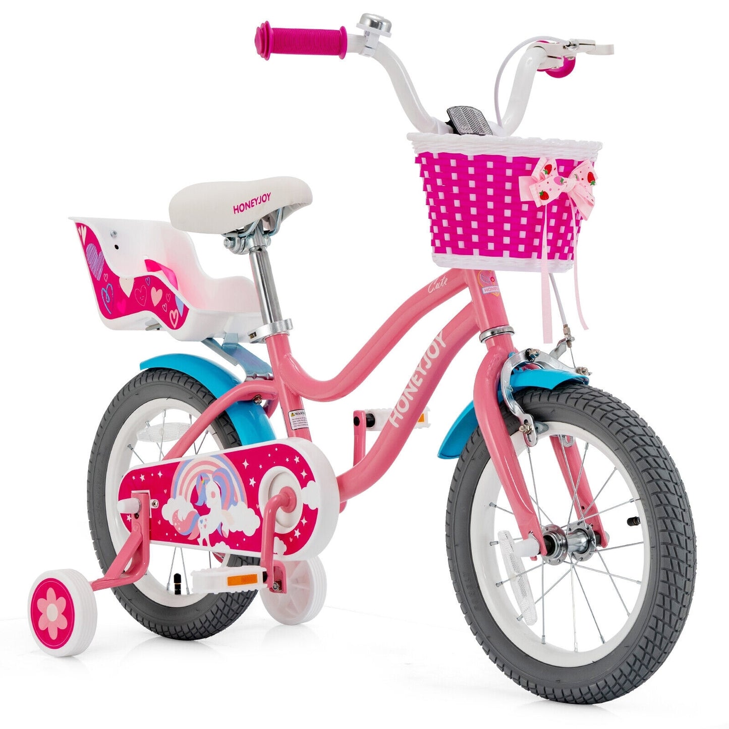 Kids Bicycle With Training Wheels, Basket, 14 Inches, Pink Kids Bike Pink at Gallery Canada