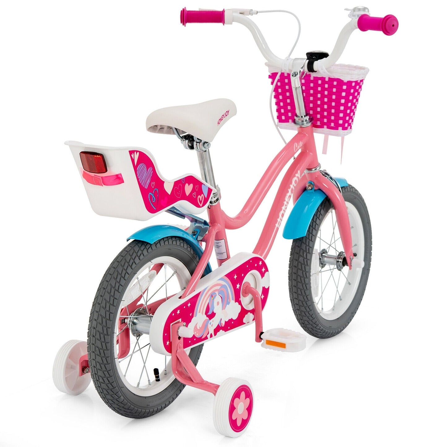 Kids Bicycle with Training Wheels and Basket for Boys and Girls Age 3-9 Years-14 inches, Pink Kids Bike at Gallery Canada