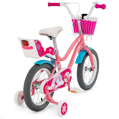 Kids Bicycle with Training Wheels and Basket for Boys and Girls Age 3-9 Years-14 inches, Pink Kids Bike at Gallery Canada