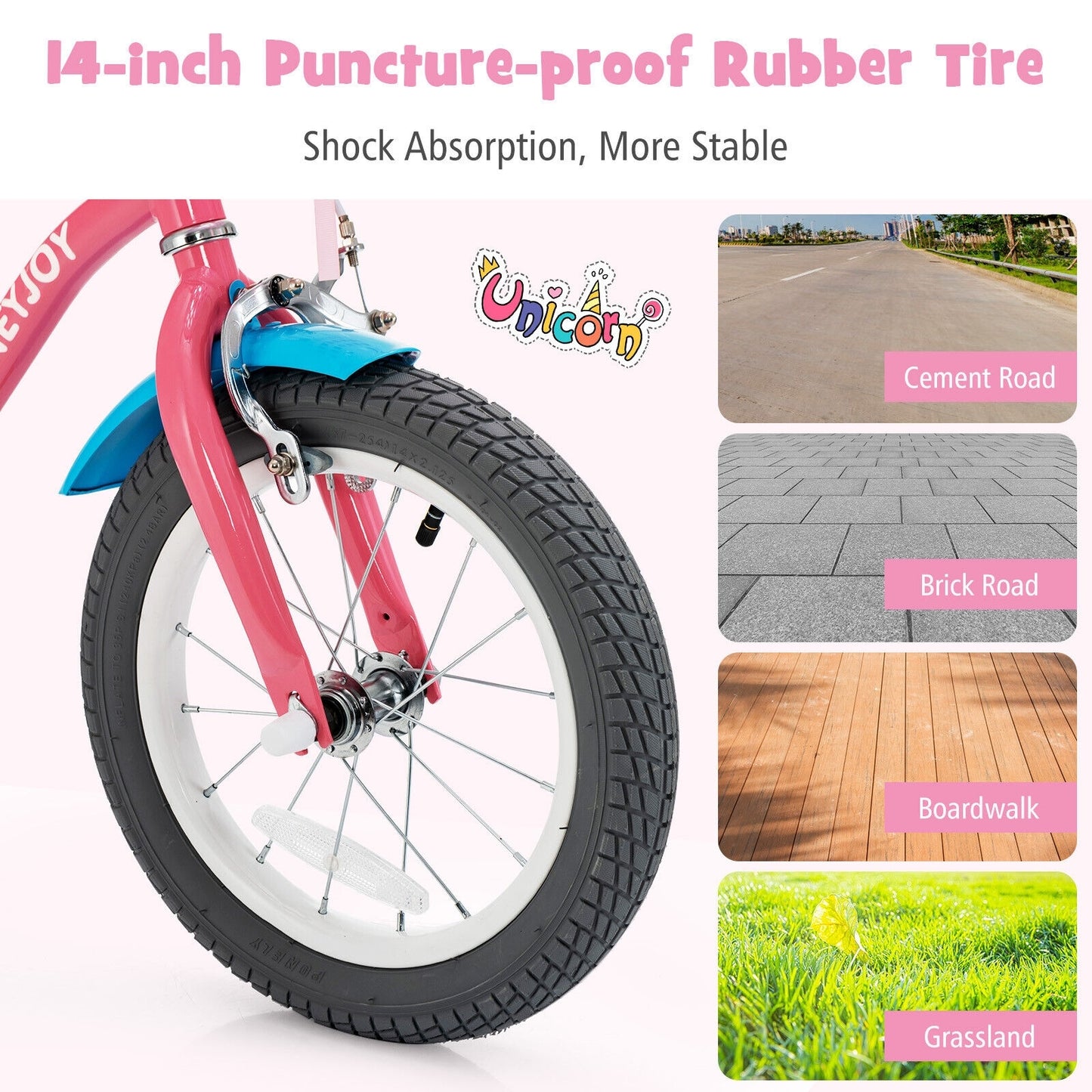 Kids Bicycle with Training Wheels and Basket for Boys and Girls Age 3-9 Years-14 inches, Pink Kids Bike at Gallery Canada