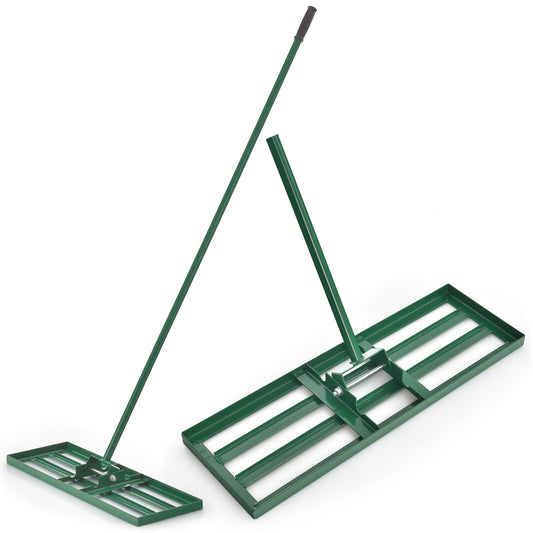 30/36/42 x 10 Inch Lawn Leveling Rake with Ergonomic Handle-30 inches, Green