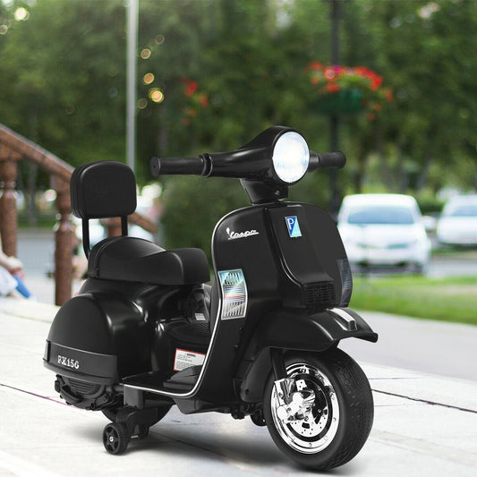 6V Kids Ride On Vespa Scooter Motorcycle for Toddler, Black - Gallery Canada