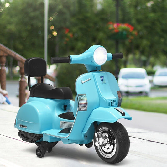 6V Kids Ride On Vespa Scooter Motorcycle for Toddler, Light Blue - Gallery Canada