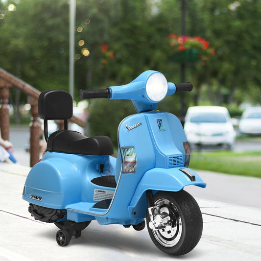 6V Kids Ride On Vespa Scooter Motorcycle for Toddler, Dark Blue - Gallery Canada