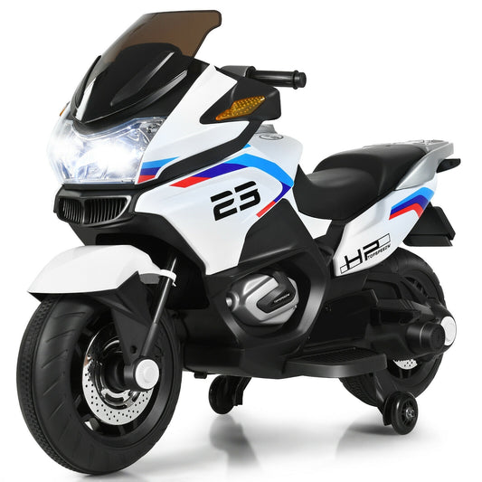 12V Kids Ride On Motorcycle, White Powered Ride On Toys White at Gallery Canada
