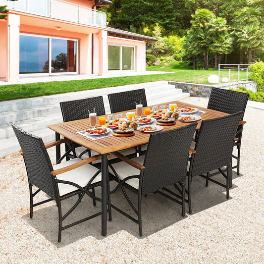 5/7-Piece Outdoor Dining Set with Acacia Wood Table-6 Pieces +, Brown - Gallery Canada