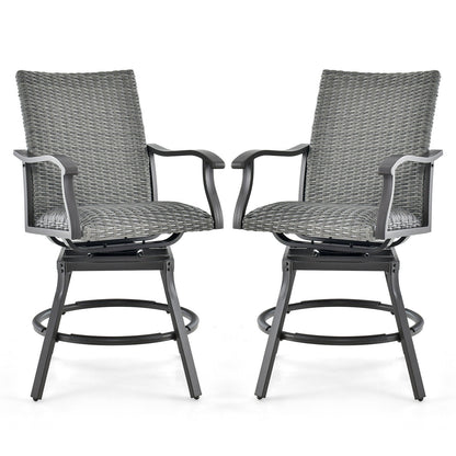 2-Piece Patio Swivel Bar Chair Set, Quick-Dry 4D Air Fiber Cushion, Black Patio Bar Furniture at Gallery Canada