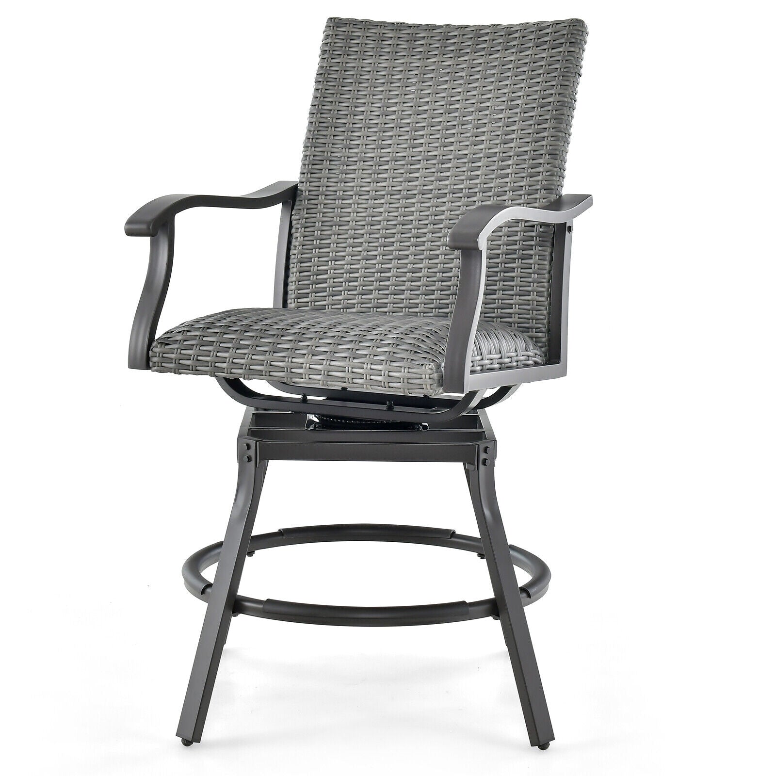 2-Piece Patio Swivel Bar Chair Set, Quick-Dry 4D Air Fiber Cushion, Black Patio Bar Furniture at Gallery Canada