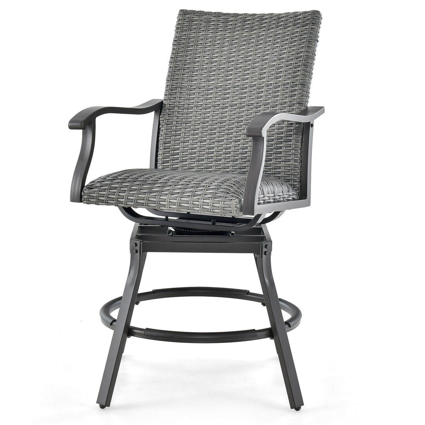 2-Piece Patio Swivel Bar Chair Set, Quick-Dry 4D Air Fiber Cushion, Black Patio Bar Furniture at Gallery Canada