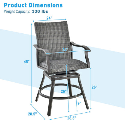 2-Piece Patio Swivel Bar Chair Set, Quick-Dry 4D Air Fiber Cushion, Black Patio Bar Furniture at Gallery Canada