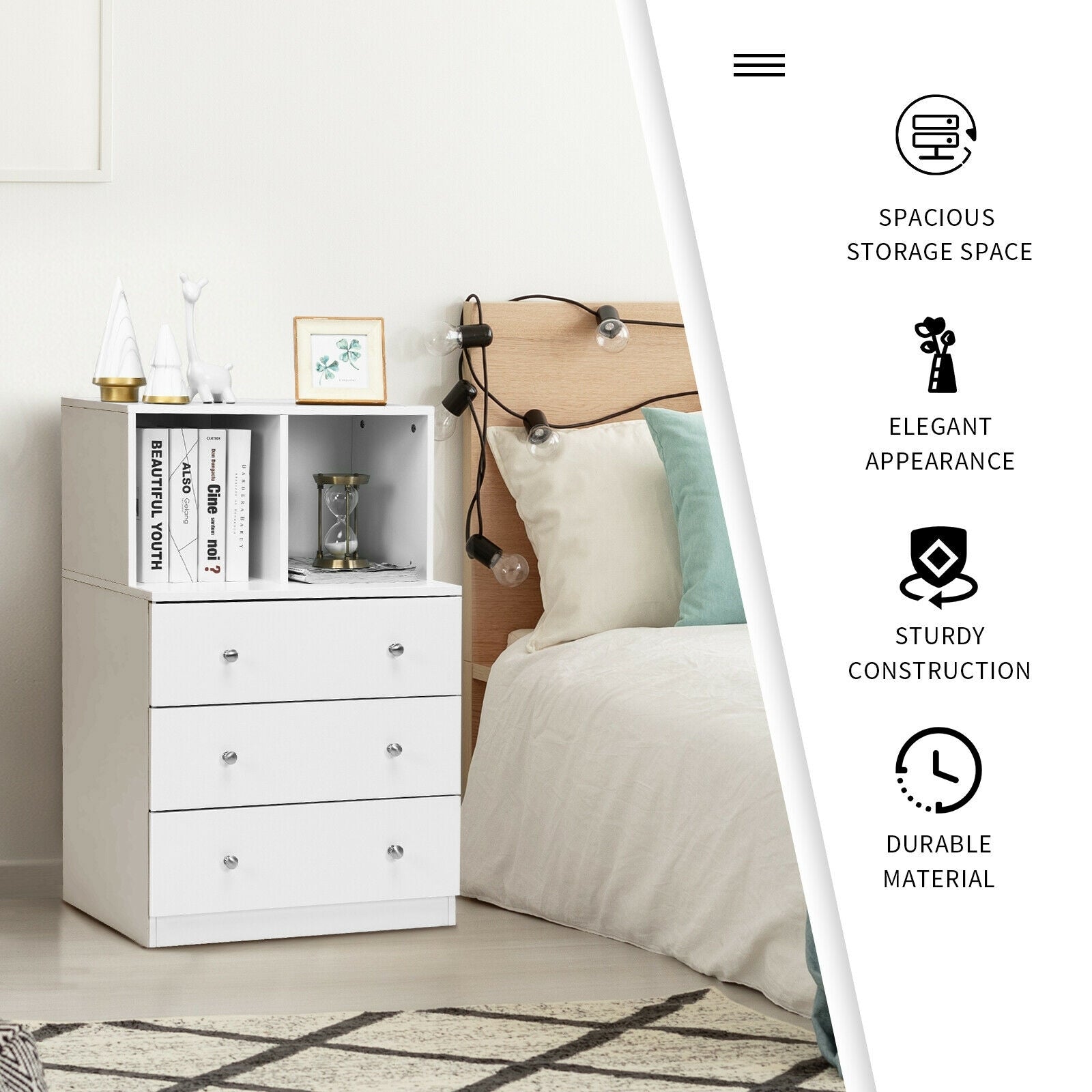 3 Drawer Dresser With Cubbies Storage Chest, White Dressers & Chests at Gallery Canada