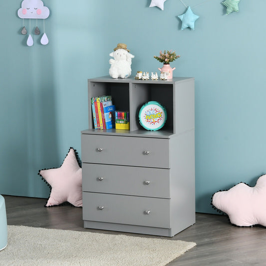 3 Drawer Dresser with Cubbies Storage Chest for Bedroom Living Room, Gray Dressers & Chests Gray at Gallery Canada