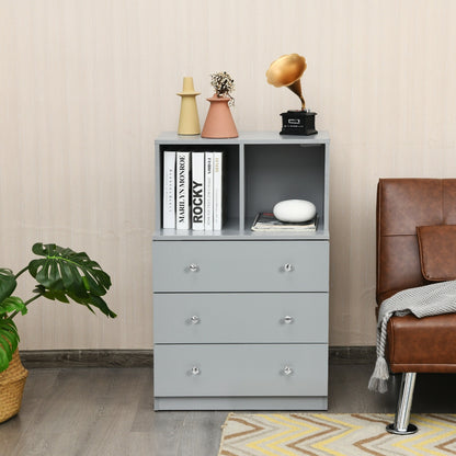 3 Drawer Dresser with Cubbies Storage Chest for Bedroom Living Room, Gray Dressers & Chests at Gallery Canada