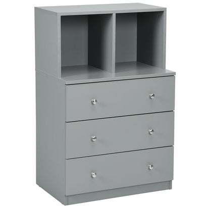 3 Drawer Dresser with Cubbies Storage Chest for Bedroom Living Room, Gray Dressers & Chests at Gallery Canada