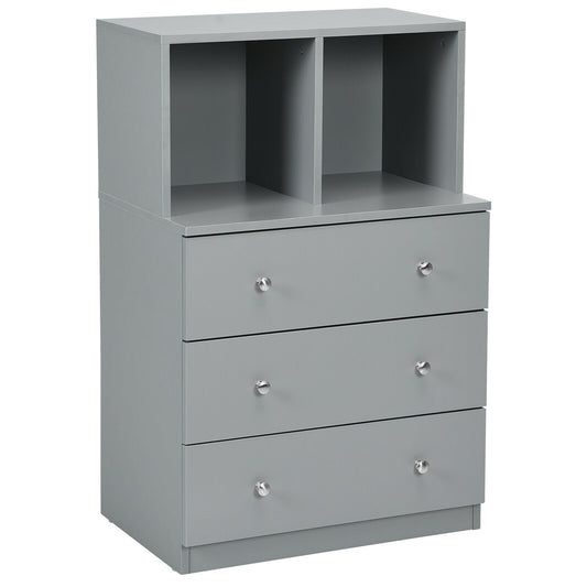 3 Drawer Dresser with Cubbies Storage Chest for Bedroom Living Room, Gray Dressers & Chests Gray at Gallery Canada