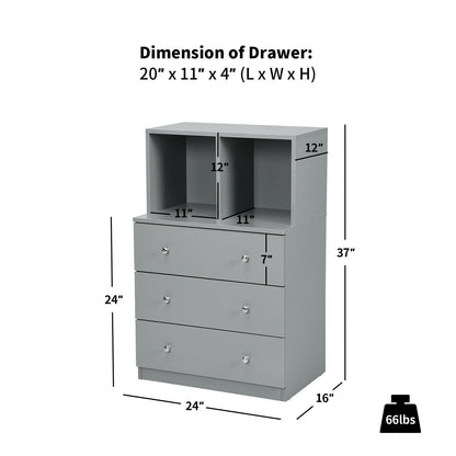 3 Drawer Dresser with Cubbies Storage Chest for Bedroom Living Room, Gray Dressers & Chests at Gallery Canada