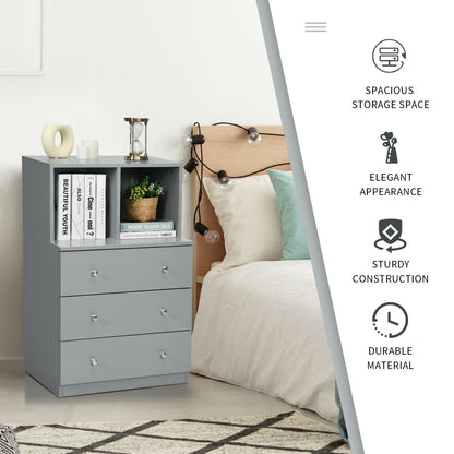 3 Drawer Dresser with Cubbies Storage Chest for Bedroom Living Room, Gray Dressers & Chests at Gallery Canada