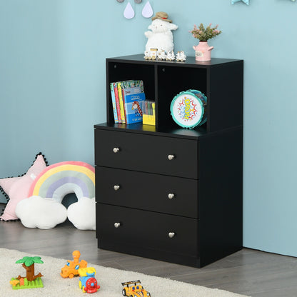 3 Drawer Dresser With Cubbies Storage Chest, Black Dressers & Chests at Gallery Canada