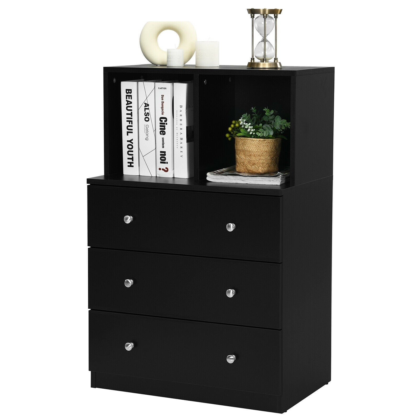 3 Drawer Dresser With Cubbies Storage Chest, Black Dressers & Chests at Gallery Canada